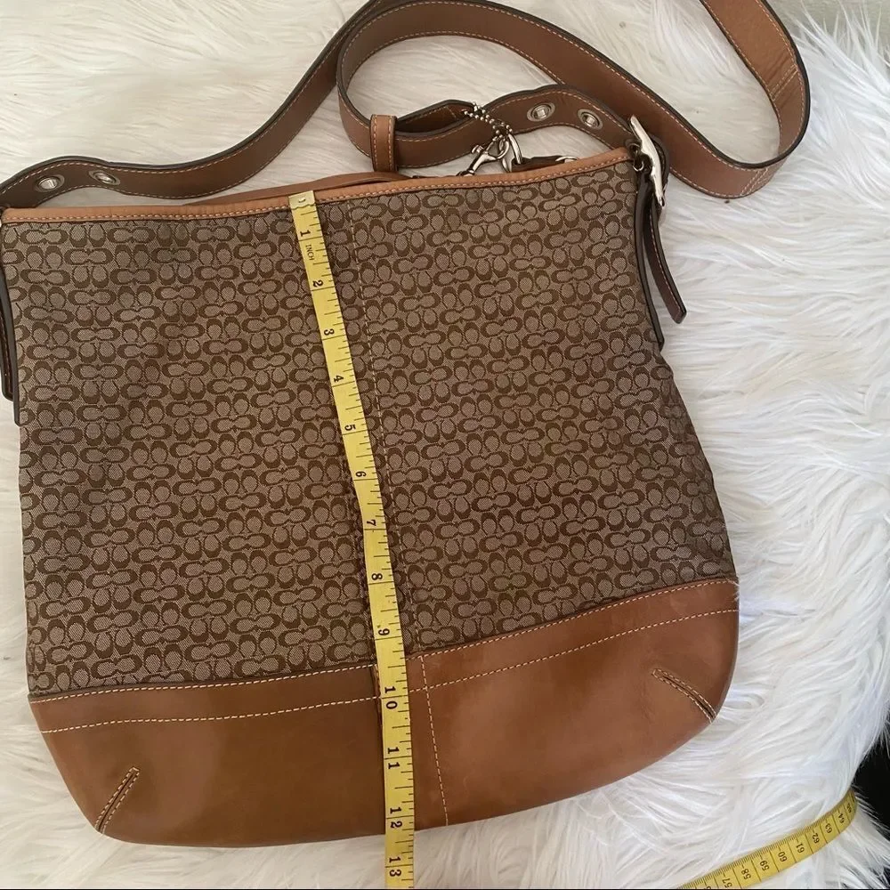 Coach brown canvas leather crossbody bag